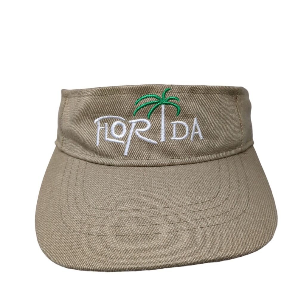 Florida Strapback Sun Visor Hat Tan One Size Adjustable Embroidered